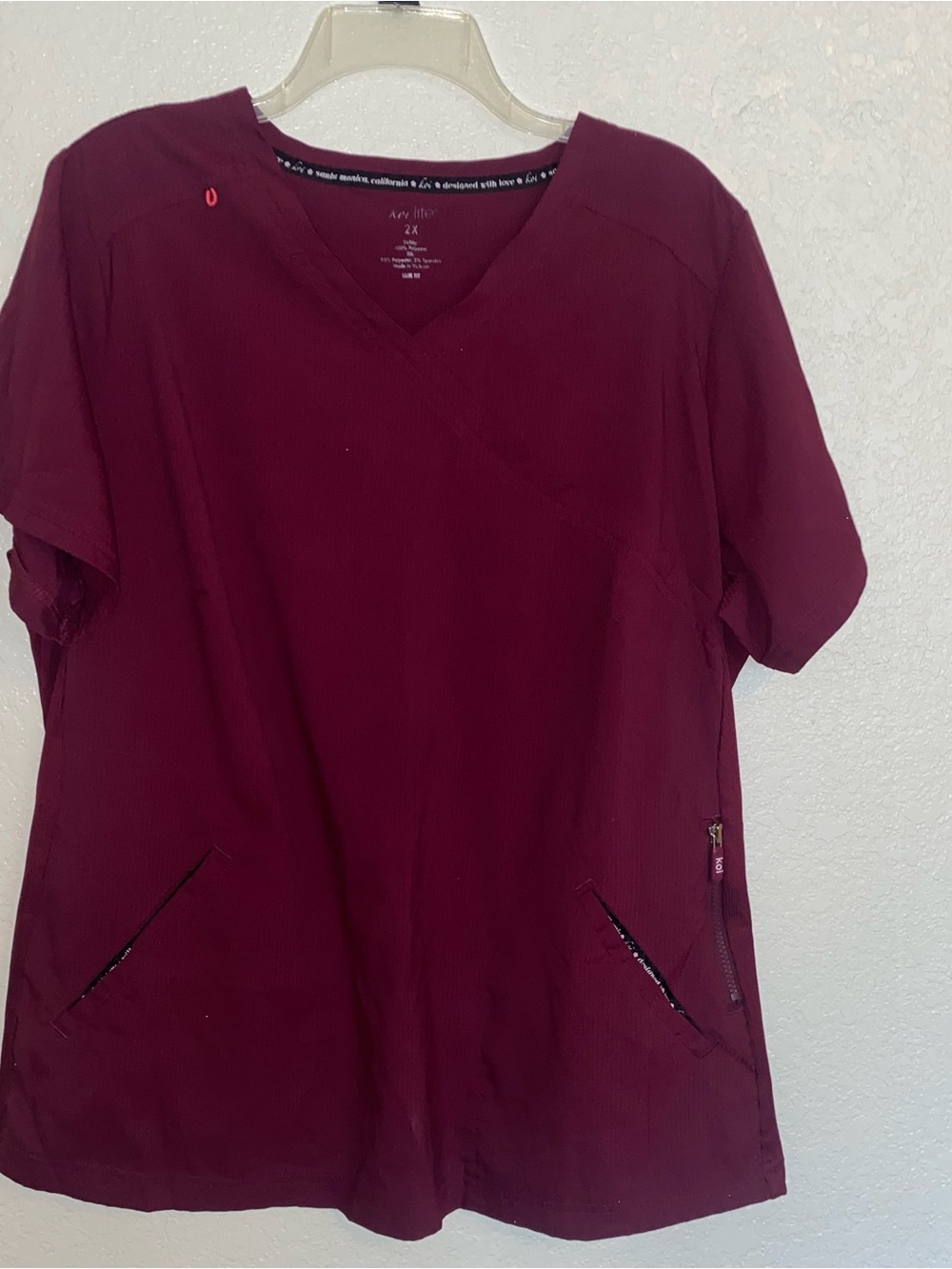 Lot of 3 KOI Scrub Top 3X and 2X Navy Blue Wine Burgundy Grey